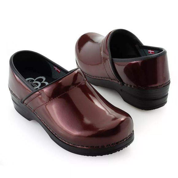 SANITA Bordeaux Sabel Slip-Resistant Red Metallic Comfort Clogs Women's Size 38 - Picture 14 of 14